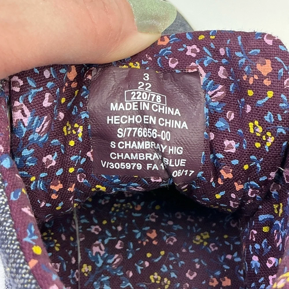 Old Navy‎ Girls Hightop Sneakers Chambray Blue Metallic Gold Sparkle and Purple